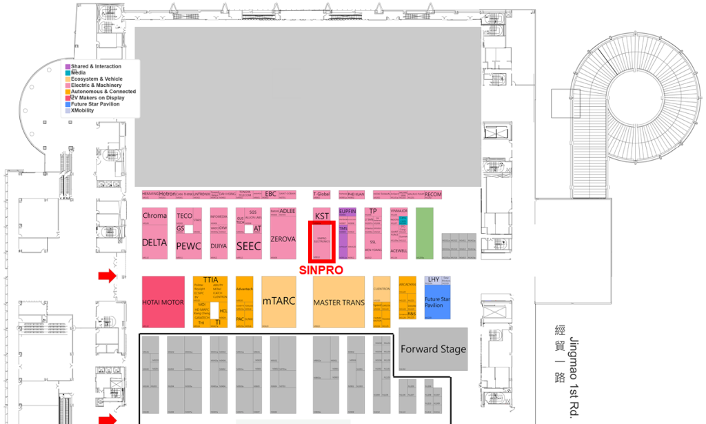 Find Sinpro on the 2023 E-Mobility floor plan.